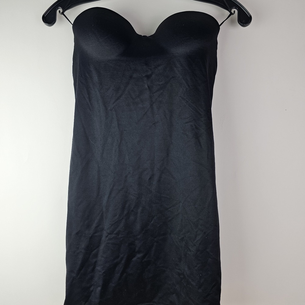 Flexees Black Strapless Full Body Slip Dress Firm Control Shapewear Slimming
